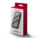 AXAGON EEM2-20G ARMORED dėžutė, matoma iš šono su USB-C jungtimi
