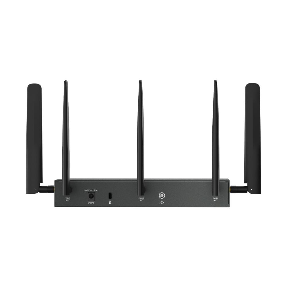 19ad9e72-fb3c-4dac-b4a6-4ddbc1df6156 TP-LINK ER706WP-4G, šoninis vaizdas su 4-portų PoE+ jungtimis