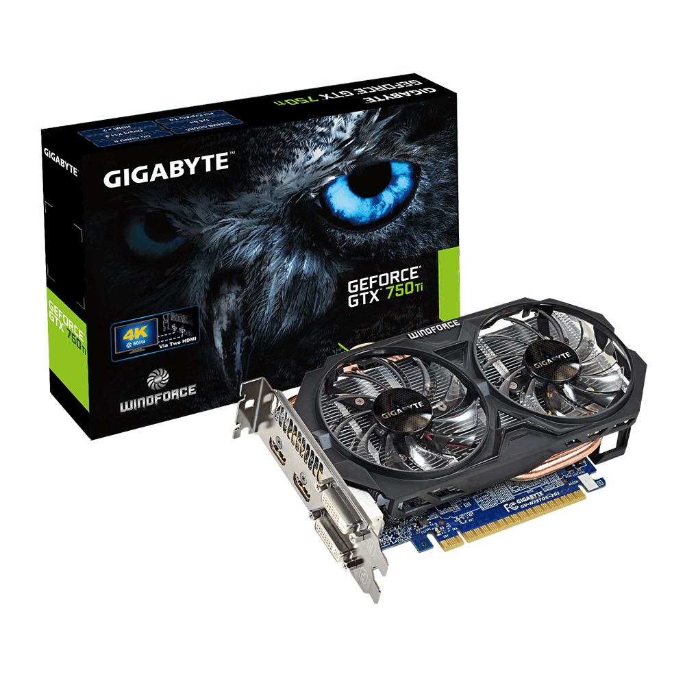 2000 Gigabyte GeForce GTX 750 Ti 4GB GDDR5 OC vaizdo plokštė