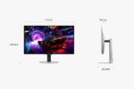 Monitorius Samsung LS32FG810SUXEN, matomas iš šono, su reguliuojamu aukščiu
