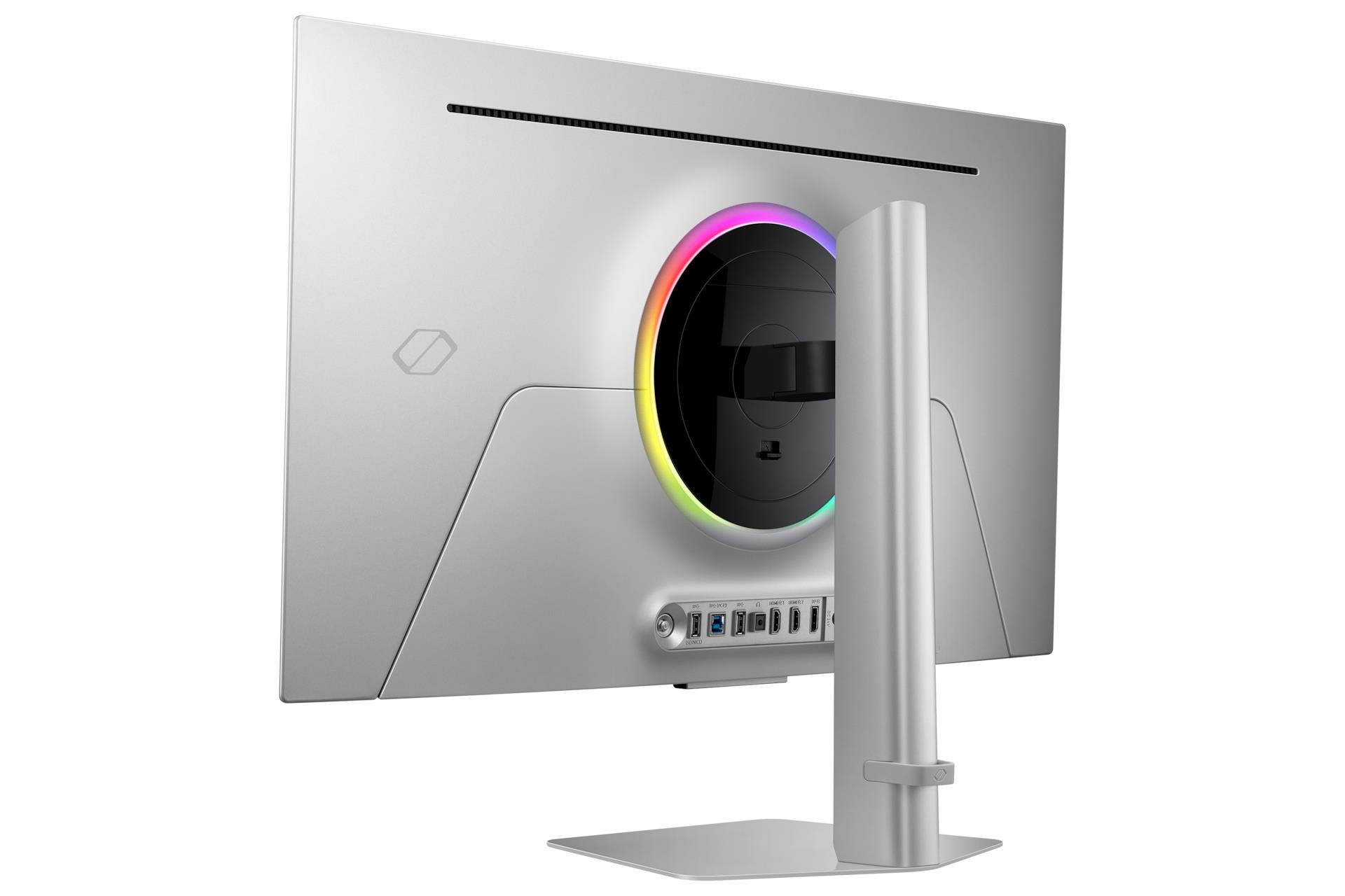 f11e11c1-2ebe-4011-b4ce-abbccb84970f Monitorius Samsung LS32FG810SUXEN, šoninis vaizdas su reguliuojamu aukščiu