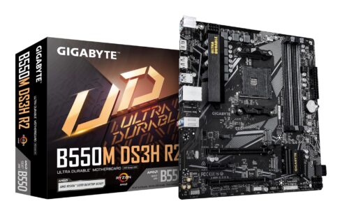 Gigabyte B550M DS3H R2 su AMD procesoriaus lizdu AM4 ir DDR4 DIMM atmintimi