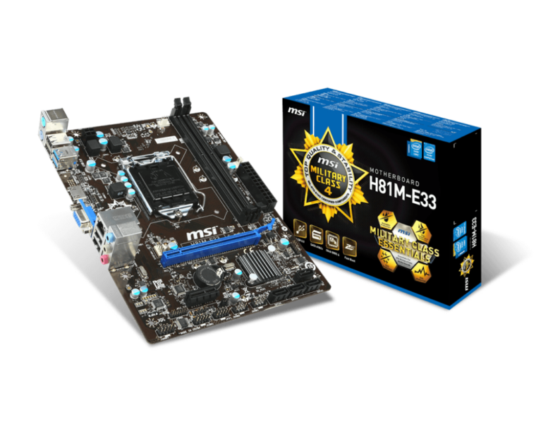 MSI H81M-E33 micro-ATX pagrindinė plokštė su Intel 4-os ir 5-os kartos procesoriais