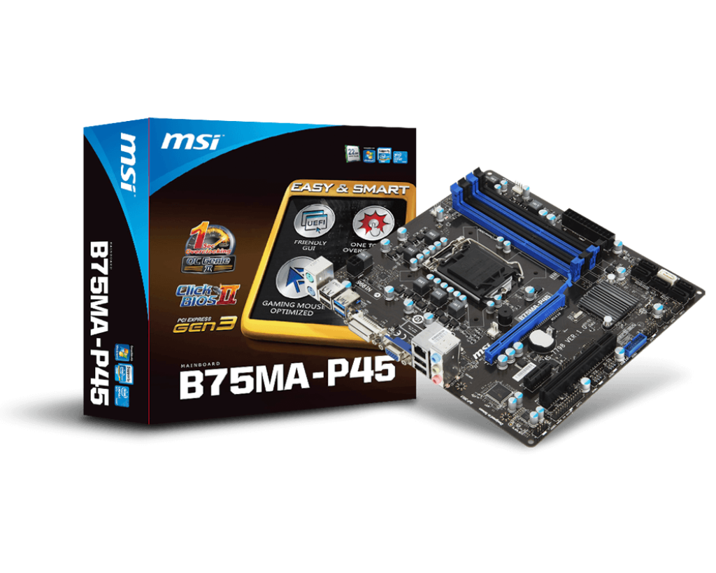 1024 MSI B75MA-P45 pagrindinė plokštė su Intel B75 čipsetu