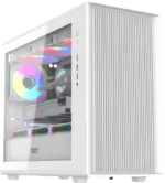 DarkFlash DB460M White su 4 ARGB ventiliatoriais ir skaidriu šoniniu paneliu