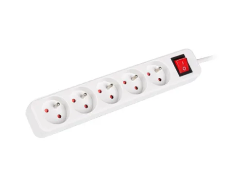 Lanberg Cable Power Strip, 5X French Outlets with Switch, Quality-Grade Copper, 3 m | PS1-05E-0300-W