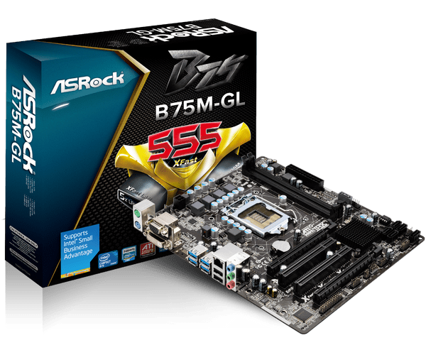 B75M-GLM1 Pagrindinė plokštė ASROCK B75M-GL su Micro-ATX formatu ir Intel palaikymu