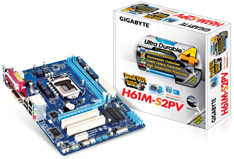 GIGABYTE H61M-S2PV pagrindinė plokštė su microATX formatu