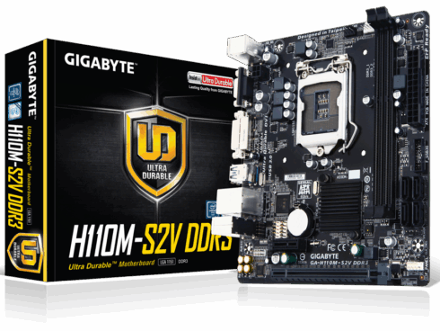 Pagrindinė plokštė GIGABYTE H110M-S2V DDR3 (Atnaujinta)