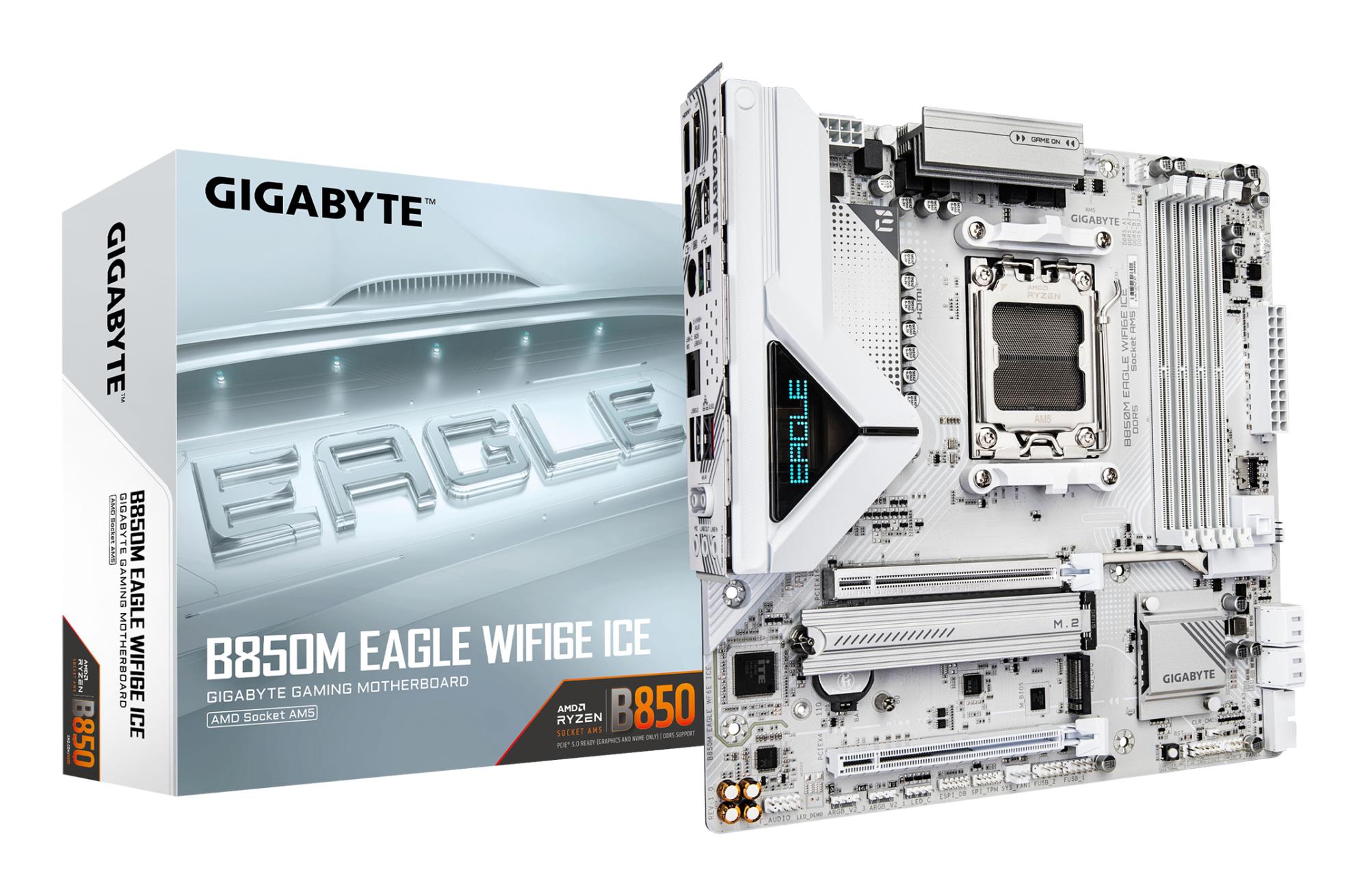 026b515d-319f-4c07-8a22-e2b398b6b04a Gigabyte B850M EAGLE WF6E ICE su AM5 procesoriaus lizdu ir DDR5 atmintimi