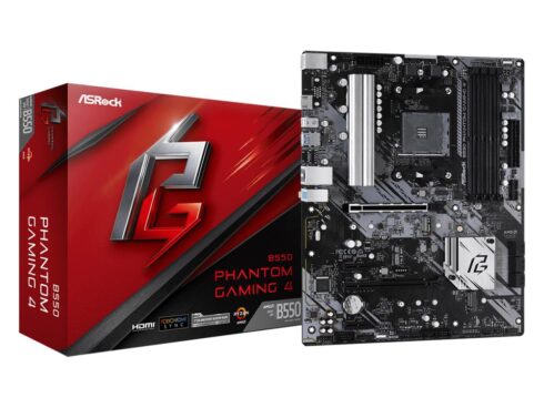 Mainboard ASROCK AMD B550 SAM4 ATX 2xPCI-Express 3.0 1x 1xPCI-Express 3.0 4x 2xM.2 1xPCI-Express 4.0 16x Memory DDR4 Memory slots 4 1xHDMI 2xAudio-In 1xAudio-Out 6xUSB 3.2 1xPS/2 1xRJ45 B550PHANTOMGAMING4