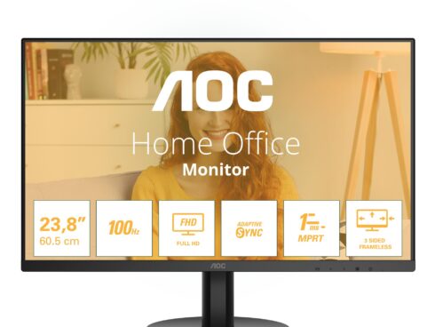 LCD Monitor AOC 24" Panel VA 1920x1080 16:9 100 Hz Matte 1 ms Speakers Tilt Colour Black 24B3HMA2