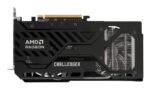 Vaizdo plokštė ASROCK Radeon RX 9060 XT, šoninis vaizdas su ventiliatoriais
