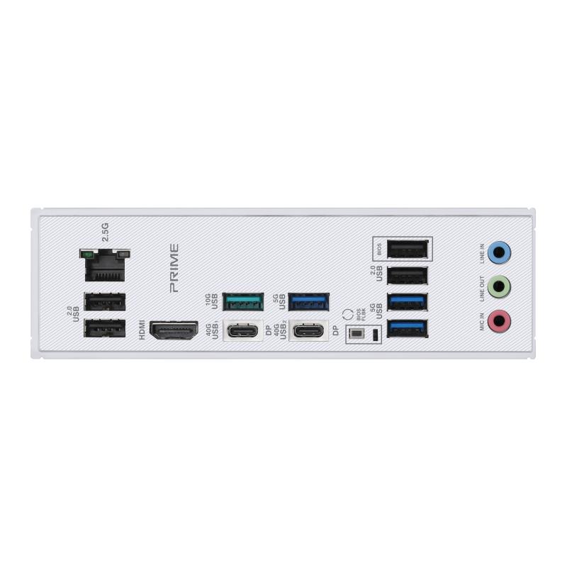 12d87949-773d-46ed-bb17-90c5e1645542 ASUS PRIME X870-P motininė plokštė, artimas vaizdas su jungčių išdėstymu