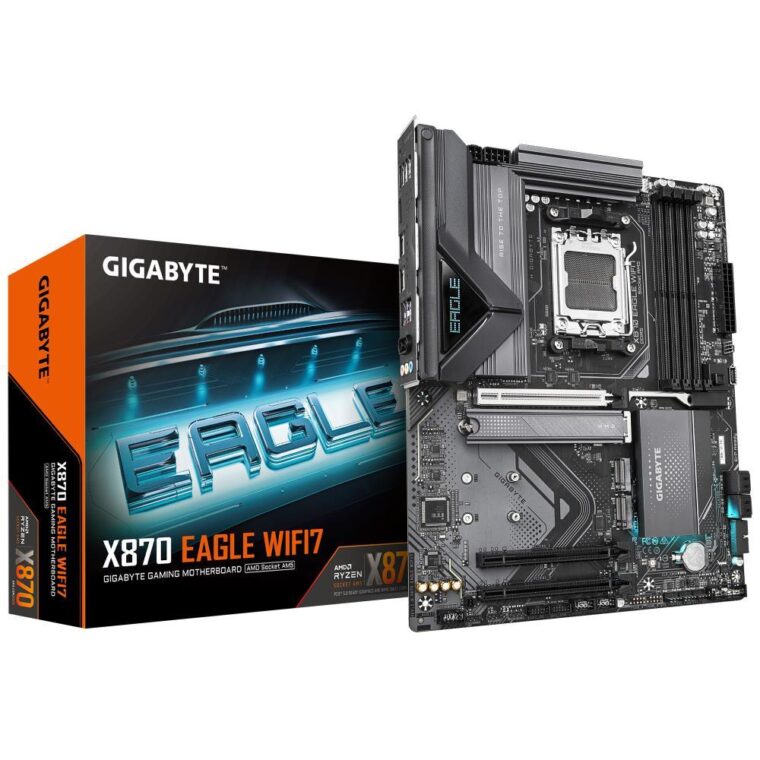 GIGABYTE X870EAGLEWIFI7 motininė plokštė su DDR5 atmintimi ir 4 lizdais
