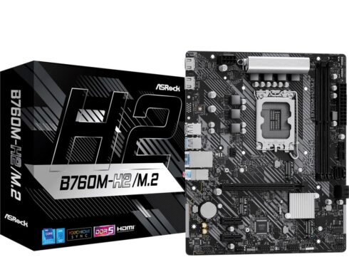 Mainboard ASROCK Intel B760 Express LGA1700 Micro-ATX Memory DDR5 Memory slots 2 2xPCI-Express 3.0 1x 1xPCI-Express 4.0 16x 3xM.2 2xHDMI 2xUSB 2.0 4xUSB 3.2 1xRJ45 3xAudio port B760M-H2/M.2