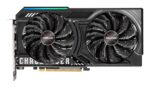 Vaizdo plokštė ASROCK AMD Radeon RX 9060 XT, šoninis vaizdas su aušinimo sistema