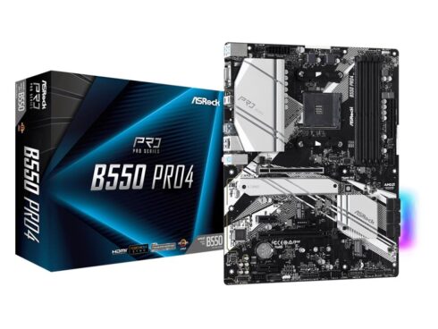 Mainboard ASROCK AMD B550 SAM4 ATX 2xPCI-Express 3.0 1x 1xPCI-Express 3.0 16x 2xM.2 1xPCI-Express 4.0 16x Memory DDR4 Memory slots 4 1x15pin D-sub 1xHDMI 1xUSB type C 5xUSB 3.2 1xPS/2 1xRJ45 3xAudio port B550PRO4