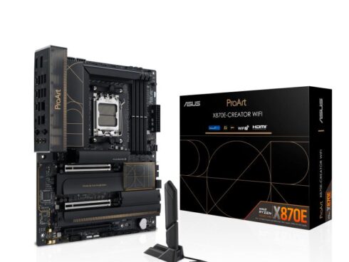 Mainboard ASUS AMD X870E SAM5 ATX Memory DDR5 Memory slots 4 3xPCI-Express 4.0 16x 2xPCI-Express 5.0 16x 4xM.2 1xHDMI 1xDisplayPort 1xUSB 2.0 7xUSB 3.2 3xUSB-C 1xRJ45 3xAudio port PROARTX870E-CREATORWIFI