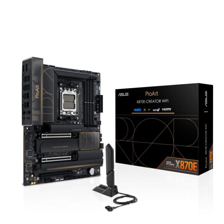 Motininė plokštė ASUS PROARTX870E-CREATORWIFI su DDR5 atmintimi ir 4 lizdais