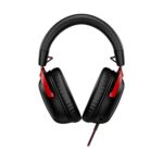 Ausinės HyperX Cloud III su raudonais akcentais, matomos iš šono