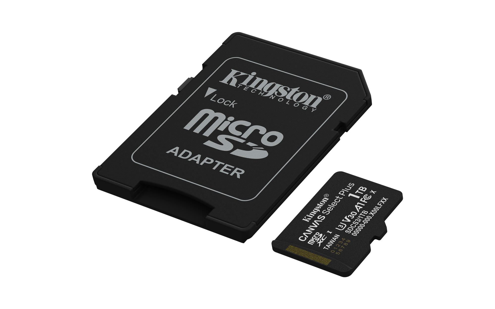 34943c4f-8d15-4b61-a7e1-722116f9094f Kingston Memory card | Canvas Select Plus | 1000 GB | microSD | Flash memory Class 10, UHS-I, U1/U3, video 10/30, A1