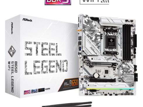 Mainboard ASROCK AMD B650 SAM5 ATX Memory DDR5 Memory slots 4 1xPCI-Express 3.0 16x 1xPCI-Express 4.0 1x 1xPCI-Express 5.0 16x 1xM.2 1xHDMI 1xDisplayPort 8xUSB 2.0 3xUSB 3.2 2xUSB-C 1xRJ45 2xAudio port B650STEELLEGENDWIFI