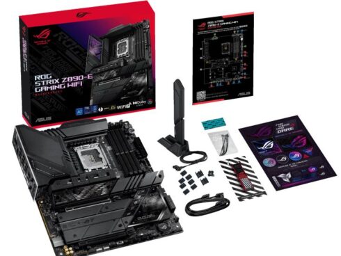 Mainboard ASUS Intel Z890 LGA1851 ATX Memory DDR5 Memory slots 4 1xPCI-Express 4.0 16x 1xPCI-Express 5.0 16x 7xM.2 1xHDMI 1xDisplayPort 1xAudio-In 1xAudio-Out 3xUSB 3.0 7xUSB 3.1 2xUSB-C 2xUSB-C w/Thunderbolt 1xOptical S/PDIF 1xRJ45 ROGSTRIXZ890-EGAMWIFI