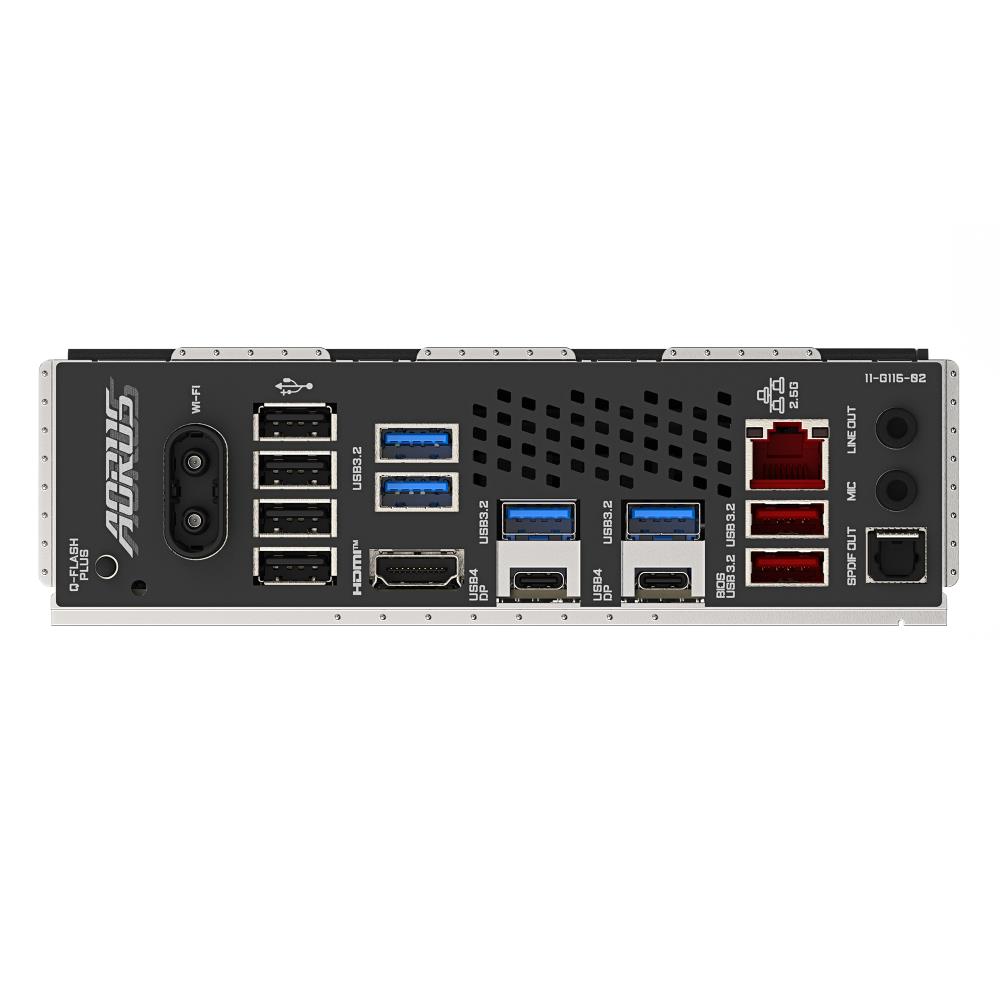43525860-1fef-4366-bdba-eb1248c371e3 Motininė plokštė GIGABYTE X870AELITEWIFI71.1, matoma iš šono