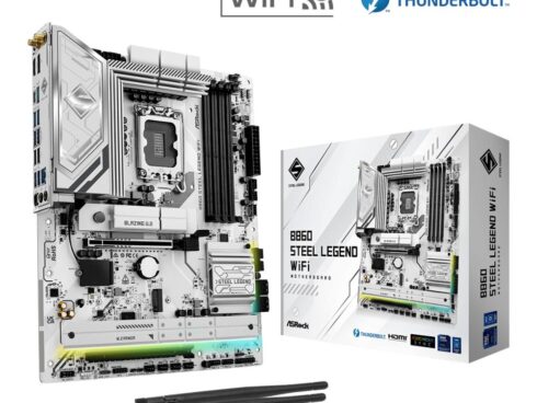 Mainboard ASROCK Intel B860 Express LGA1851 ATX Memory DDR5 Memory slots 4 1xPCI-Express 4.0 16x 1xPCI-Express 5.0 16x 1xM.2 1xHDMI 1xDisplayPort 1xAudio-Out 1xMicrophone 3xUSB 2.0 6xUSB 3.2 1xUSB-C w/Thunderbolt 1xOptical S/PDIF 1xRJ45 B860STEELLEGENDWIFI