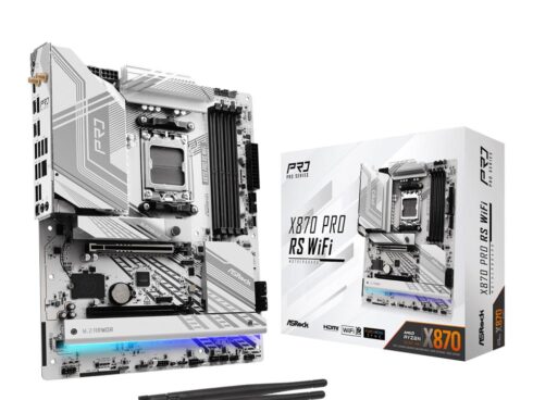 Mainboard ASROCK AMD X870 SAM5 ATX Memory DDR5 Memory slots 4 1xPCI-Express 4.0 16x 1xPCI-Express 5.0 16x 4xM.2 1xHDMI 6xUSB 2.0 4xUSB 3.2 2xUSB-C 1xOptical S/PDIF 1xRJ45 2xAudio port X870PRORSWIFI