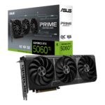 Vaizdo plokštė ASUS GeForce RTX 5060 Ti su trimis ventiliatoriais iš šono