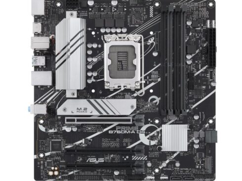 Mainboard ASUS Intel B760 Express LGA1700 Micro-ATX Memory DDR4 Memory slots 4 1xPCI-Express 4.0 16x 2xM.2 1xHDMI 1xDisplayPort 4xUSB 2.0 2xUSB 3.2 1xPS/2 1xRJ45 3xAudio port PRIMEB760M-AD4-CSM
