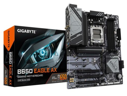 Mainboard GIGABYTE AMD B650 SAM5 ATX Memory DDR5 Memory slots 4 1xPCI-Express 16x 3xPCI-Express 3.0 16x 3xM.2 2xHDMI 1xDisplayPort 6xUSB 2.0 2xUSB 3.2 1xUSB-C 1xRJ45 3xAudio port B650EAGLEAX1.1