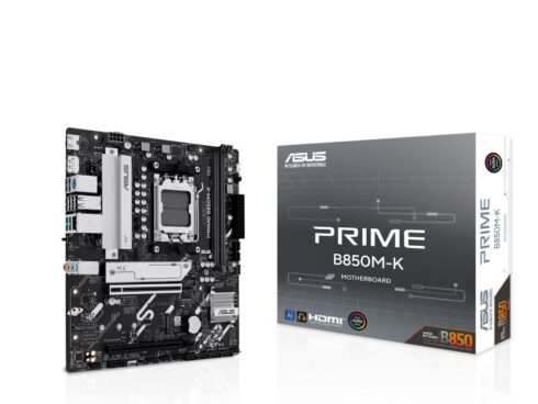 Mainboard ASUS AMD B850 SAM5 Micro-ATX Memory DDR5 Memory slots 2 1xPCI-Express 4.0 16x 1xPCI-Express 5.0 16x 2xM.2 1xHDMI 1xDisplayPort 4xUSB 2.0 4xUSB 3.2 1xPS/2 3xAudio port PRIMEB850M-K