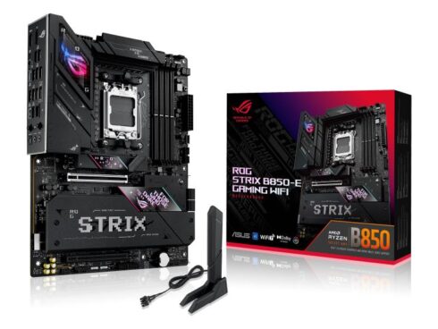 Mainboard ASUS AMD B850 SAM5 ATX Memory DDR5 Memory slots 4 1xPCI-Express 4.0 16x 1xPCI-Express 5.0 16x 5xM.2 1xHDMI 1xDisplayPort 6xUSB 2.0 6xUSB 3.0 3xUSB-C 1xOptical S/PDIF 1xRJ45 2xAudio port STRIXB850-EGAMINGWIFI