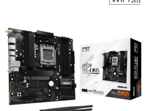 Mainboard ASROCK 1xPCI-Express 4.0 4x	 1xPCI-Express 5.0 16x 1xM.2 1xHDMI 1xDisplayPort 1xAudio-In 1xAudio-Out 1xMicrophone 4xUSB 2.0 3xUSB 3.2 1xUSB-C 1xRJ45 B850MPRO-AWIFI