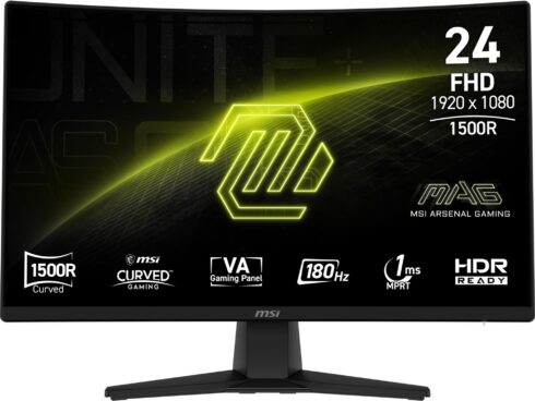 LCD Monitor MSI MAG 242C 23.6" Gaming/Curved/Frameless Matte Panel VA 1920x1080 16:9 180Hz 1 ms Colour Black MAG242C
