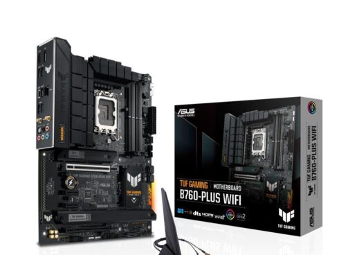Mainboard ASUS Intel B760 Express LGA1700 ATX Memory DDR5 Memory slots 4 2xPCI-Express 3.0 1x 1xPCI-Express 3.0 16x 1xPCI-Express 5.0 16x 3xM.2 1xHDMI 1xDisplayPort 1xUSB 2.0 4xUSB 3.2 1xUSB-C 1xOptical S/PDIF 1xRJ45 5xAudio port TUFGAMINGB760-PLUSWIFI