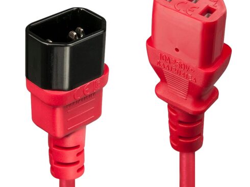 CABLE POWER IEC EXTENSION 0.5M/RED 30476 LINDY