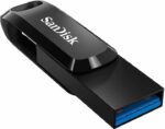 USB-C atminties kortelė Sandisk Ultra Dual Drive Go, 128GB, juoda, šoninis vaizdas