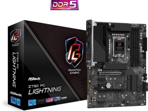 Mainboard ASROCK Intel Z790 LGA1700 ATX Memory DDR5 Memory slots 4 3xPCI-Express 3.0 1x 1xPCI-Express 4.0 16x 1xPCI-Express 5.0 16x 4xM.2 1xHDMI 1xAudio-In 1xAudio-Out 1xMicrophone 1xUSB 2.0 6xUSB 3.2 1xUSB-C 1xRJ45 Z790PGLIGHTNING