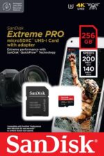 Pakuotė su SanDisk Extreme PRO microSDXC 256GB ir SD adapteriu