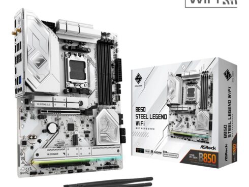Mainboard ASROCK AMD B850 SAM5 ATX Memory DDR5 Memory slots 4 1xPCI-Express 4.0 16x 1xPCI-Express 5.0 16x 1xM.2 1xHDMI 1xAudio-In 1xAudio-Out 4xUSB 2.0 5xUSB 3.2 2xUSB-C 1xOptical S/PDIF 1xRJ45 B850STEELLEGENDWIFI