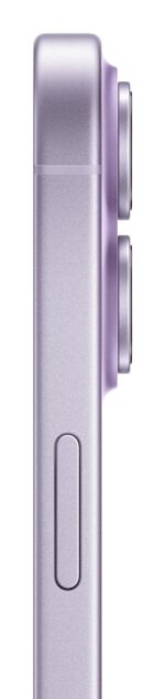 Apple iPhone 17 256GB Lavender, šoninis vaizdas su mygtukais ir jungtimis