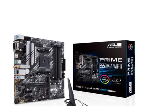 Mainboard ASUS AMD B550 SAM4 MicroATX Memory DDR4 Memory slots 4 2xPCI-Express 3.0 1x 1xPCI-Express 4.0 16x 2xM.2 1x15pin D-sub 1xDVI-D 1xHDMI 2xAudio-In 1xAudio-Out 6xUSB 3.2 1xPS/2 1xRJ45 PRIMEB550M-AWIFIII