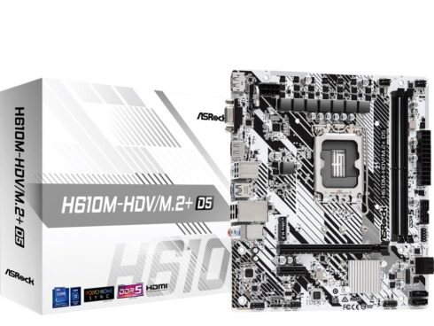 Mainboard ASROCK Intel H610 LGA1700 Micro-ATX Memory DDR5 Memory slots 2 1xPCI-Express 3.0 1x 1xPCI-Express 4.0 16x 1xM.2 1x15pin D-sub 1xHDMI 1xDisplayPort 1xAudio-In 1xAudio-Out 1xMicrophone 4xUSB 2.0 1xUSB 3.2 1xUSB-C 1xPS/2 1xRJ45 H610M-HDV/M.2+D5