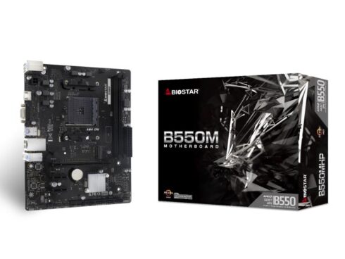 Mainboard BIOSTAR AMD B550 SAM4 Micro-ATX Memory DDR4 Memory slots 2 2xPCI-Express 3.0 1x 1xPCI-Express 3.0 16x 1xPCI-Express 4.0 16x 1xM.2 1x15pin D-sub 1xHDMI 8xUSB 2.0 4xUSB 3.2 1xPS/2 1xRJ45 3xAudio port B550MHP