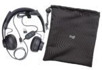 Ausinės Logitech Zone Wired, detalus vaizdas su mikrofonu ir valdymo mygtukais