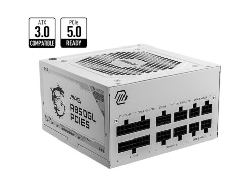 Power Supply MSI 850 Watts Efficiency 80 PLUS GOLD PFC Active MAGA850GLPCIE5WHITE